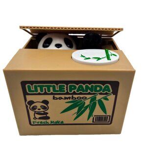 Little Panda Bamboo Automated Stealing Coin Piggy Bank Works Read